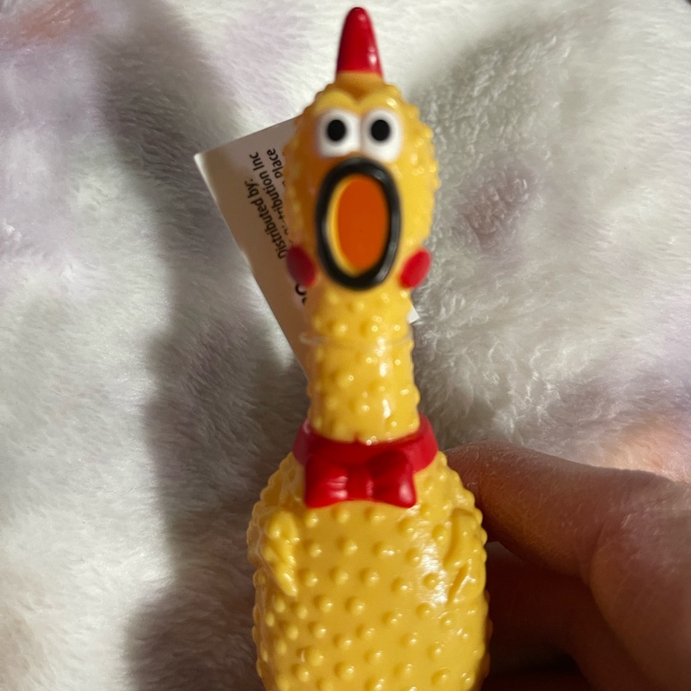 Yellow Rubber Chicken Squeaky Pen - Picture 2 of 4